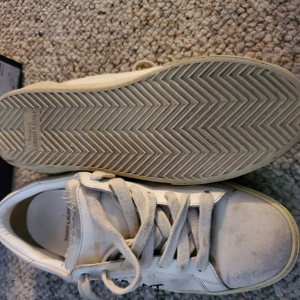 Saint Laurent White Distreesed Sneakers Low-Top - Picture 3 of 5